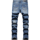 Men's Straight Creases Ripped Fit Jeans